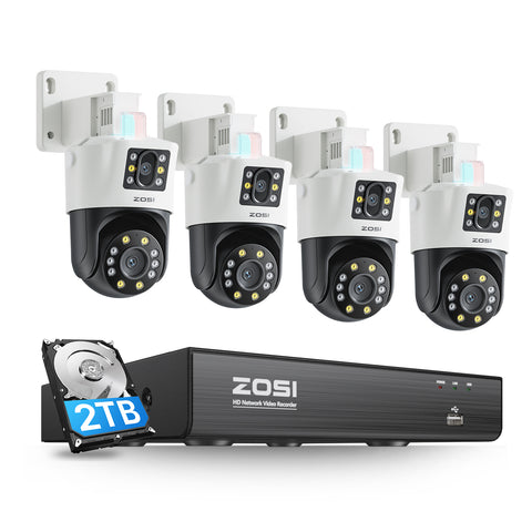 C298 4K (4MP+4MP) Dual-Lens PoE Überwachungskamera Set + 2TB HDD