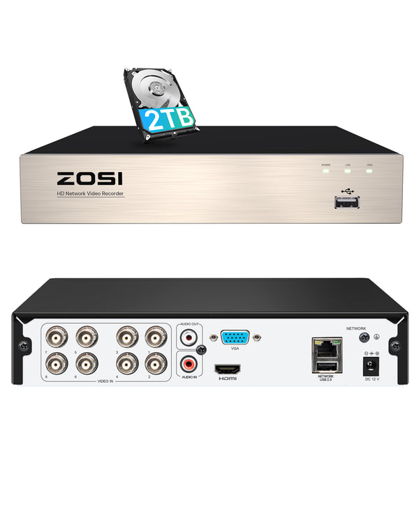 2MP 8-Kanal-Videorekorder DVR + 2TB-Festplatte(ZR08VN)
